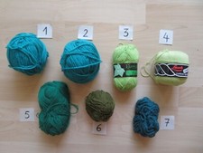 1 x Wolle in Grün, AUSWAHL aus 7 verschiedenen Knäueln/Farbtönen, Reste