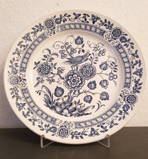 3 x Broadhurst Nankin flache Essteller, BLAU, Ø 24 cm, England