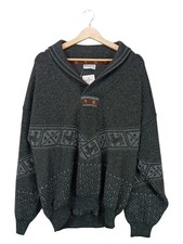 Monello Herren Pullover Gr. 54/XXL Grau Norwegermuster Wolle Alpaka Casual