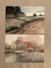 2 Postkarten, Haus am Teich