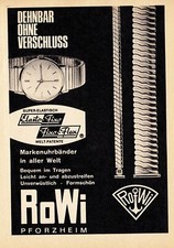3w8636/ Dekorative Reklame von 1966 – ROWI Uhrenarmbänder – Elasto-Fixo – Pforzh