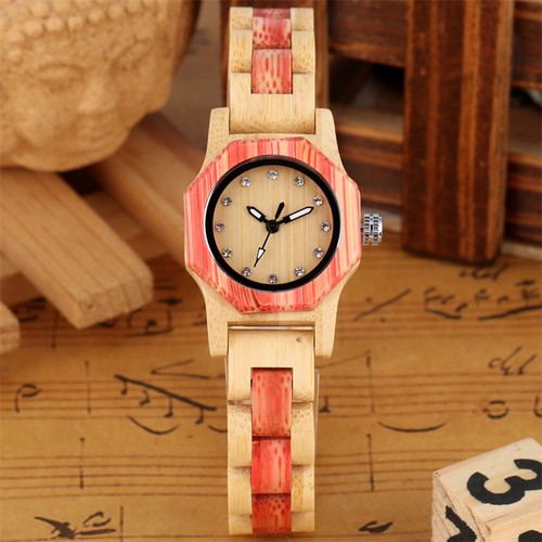 Unikat damen holz - uhr, achteck