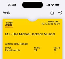 Konzertkarte Michael Jackson Musical Hamburg 