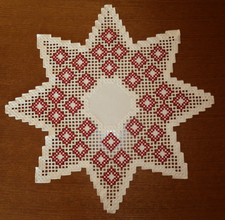 Hardanger Weihnachtsdecke-Stern-Handarbeit-Hardanger Stickerei-Tischdecke-Neu