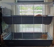 Nagerkäfig Zweistöckig mit Häuschen und Heuraufe