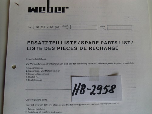 2958 ersatzteilliste für - ersatzteilliste,