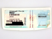 Dell J5VWM Microsoft Windows 7 Pro OA Betriebssystem Lizenz-Key Aufkleber
