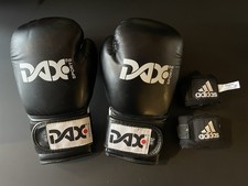 DAX Boxhandschuhe Junior 6oz schwarz weiß + 2x Boxbandagen