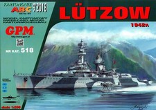 Card Paper Cut Out Model Kit GPM SMS Lutzow 1942 + Laser Cut Frame