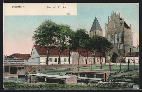 Grimmen tor mit kirche - grimmen,,