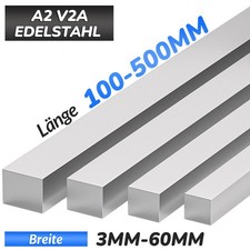 Edelstahl Vierkant Vierkantstahl 3mm-60mm Flach A2 V2A Vollmaterial 100mm-500mm