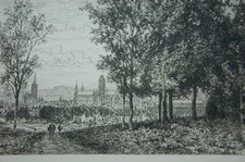 1885. ROUEN. FRANKREICH. MAXIME LALANNE. ANTIKE RADIERUNG. SIGNIERT UND DATIERT.