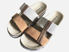 PANTOLETTEN SANDALEN GRACELAND❤️GR.40❤️LEINEN GOLDSCHNALLE GLITZERSOHLE❤️TOP❤️