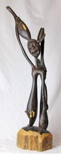 Agostino MWANGA Ebenholz Skulptur Makonde Shetani Tansania 76cm Afrika abstrakt