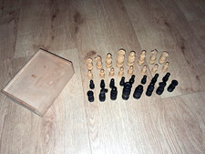 antik DDR Holz Schachfiguren Schach mit Holzbox  sauber