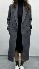 Zara Damen Oversize Woll Mantel Grau Größe XXL