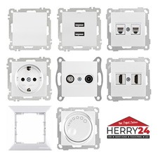 Steckdosen Schalter Taster Wechselschalter USB HDMI SAT Weiß CANDELA Unterputz