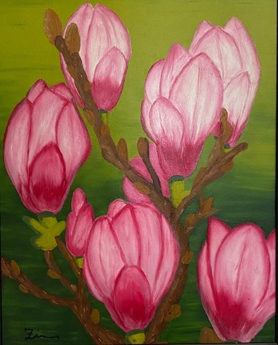 ölbild magnolien mit - Ölbild,