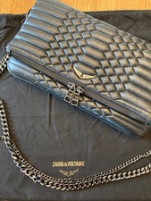 Zadig & Voltaire Schwarz gestepptes Leder Schultertasche NEU!