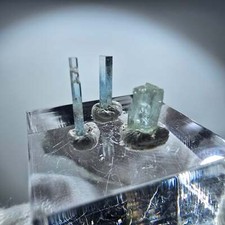 3x Aquamarin Kristalle, blau - 3er Set Erongo, Namibia 7-12mm