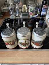 Bierkrüge Steingut Zinndeckel mit Bayer. Wappen 3 Motive