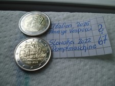 2X2 Euromünzen--ITALIEN  2025 AMERIGO VESPUCCI+ SLOWAKEI  2022  DAMPFMASCHINE
