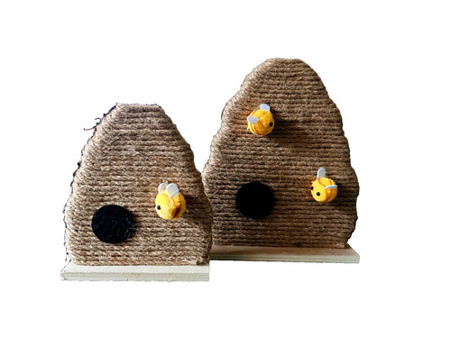 Deko bienenkorb mit biene holz - deko,