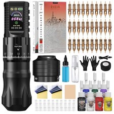 Wireless Tattoo Maschine Set mit Akku 1800mAh 7 Stufen Nadeln Farben