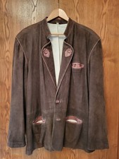 Leder Janker Trachten-Jacke, Braun, Gr: 52, Herren Oberjacke, Trachtig