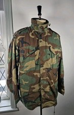 Vintage Alpha Industries Cold Weather Coat Camo Woodland Army M65 Field MEDIUM