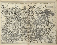 Sachsen Lausitz Original Kupferstich Landkarte Merian 1641
