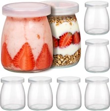 Vtopmart 8er Pack 200ml Wiederverwendbare Glas Joghurt Gläser mit Deckel, Mini Tasse Klein... 