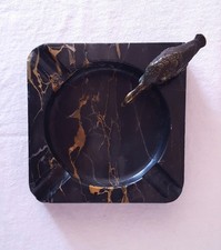 Art-déco-Aschenbecher aus Marmor mit Messingente