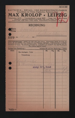 Leipzig rechnung 1925 - leipzig,,