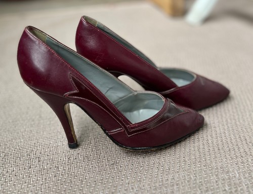 Weinrote echtlederpumps mit - echtlederpumps,,