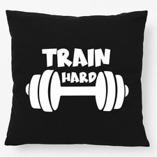 Kissen Train hard Hantel