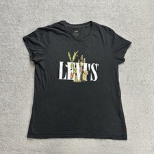 LEVIS Damen T Shirt Kurzarm Gr L Regular Fit Retro Classic Logo 10615 Schwarz