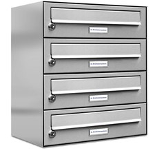 4er Premium Edelstahl Briefkasten Anlage 4 Fach Wandbriefkasten A4 Postkasten