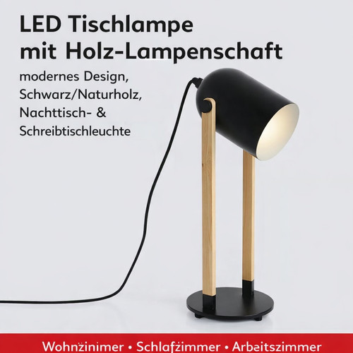 Led tischlampe holz schwarz - tischlampe,