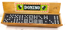 Domino Spiel in Holz Box Made in Germany komplett 55 Steine ALT