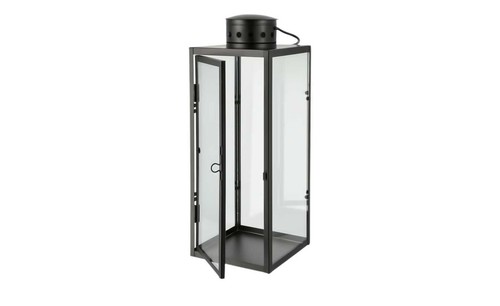 Laterne schwarz glas 5cm - schwarz, 13,5cm
