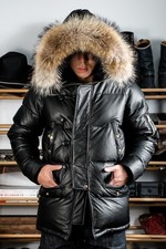 Herren Calfskin Down N3B Jacke Flieger Pilotenjacke Winter -30℃ Fur Parka Hooded