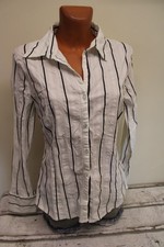 H&M Bluse passt M 40/42 Hemdbluse langarm weiß gestreift stretchig Stretchbluse