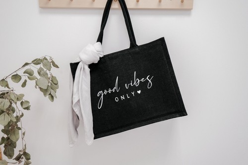 Jutetasche good vibes only - jutetasche, "good