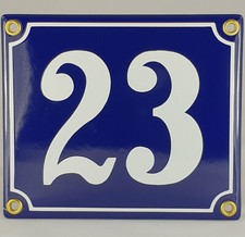Emaille Hausnummer 23 Blau
