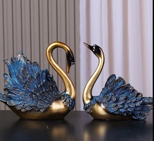 Schwan deko figuren set blau - set,