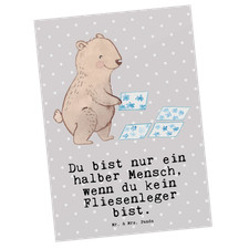 Postkarte Fliesenleger Herz - Geschenk puzzlen Fliesenfachhandel Bad Feier