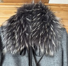 Pelzkragen Fellkragen echter Pelz grau dunkelgrau