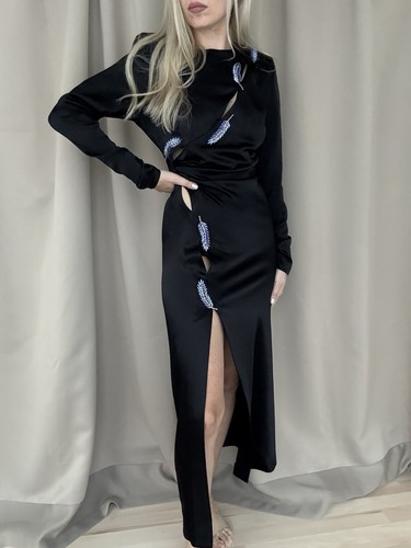 Zara satiniertes midi kleid - midi,