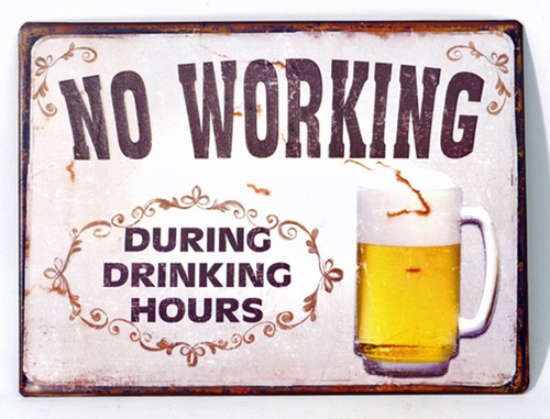 Schild working nostalgisch - no,